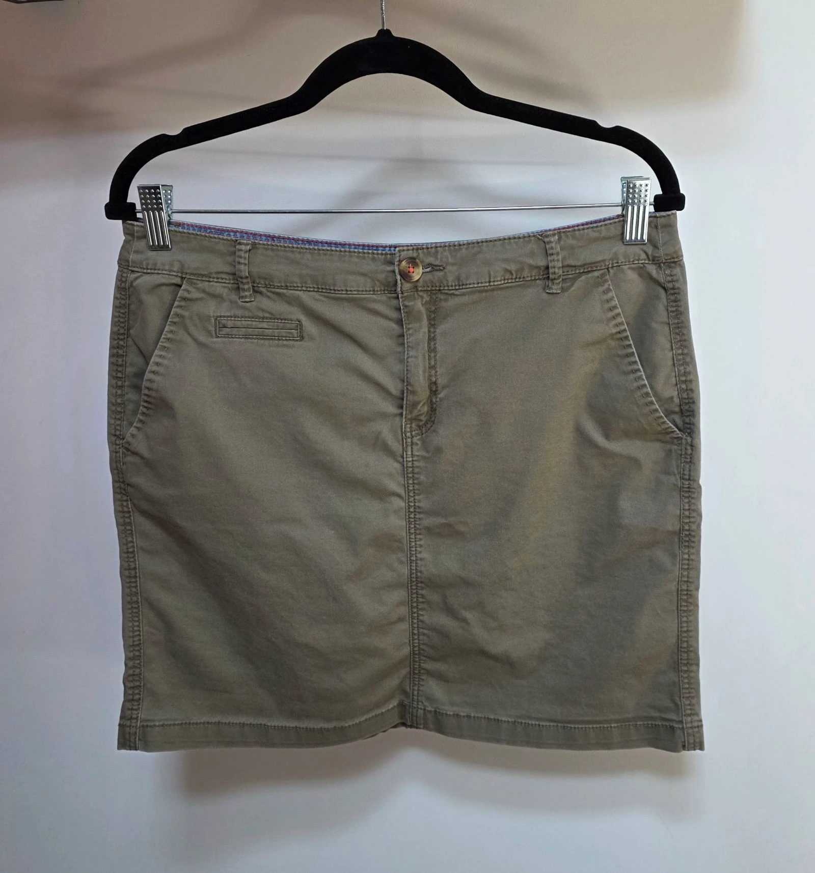 Jupe droite kaki 42 XL Camaïeu jupe courte en coton poches passepoilées